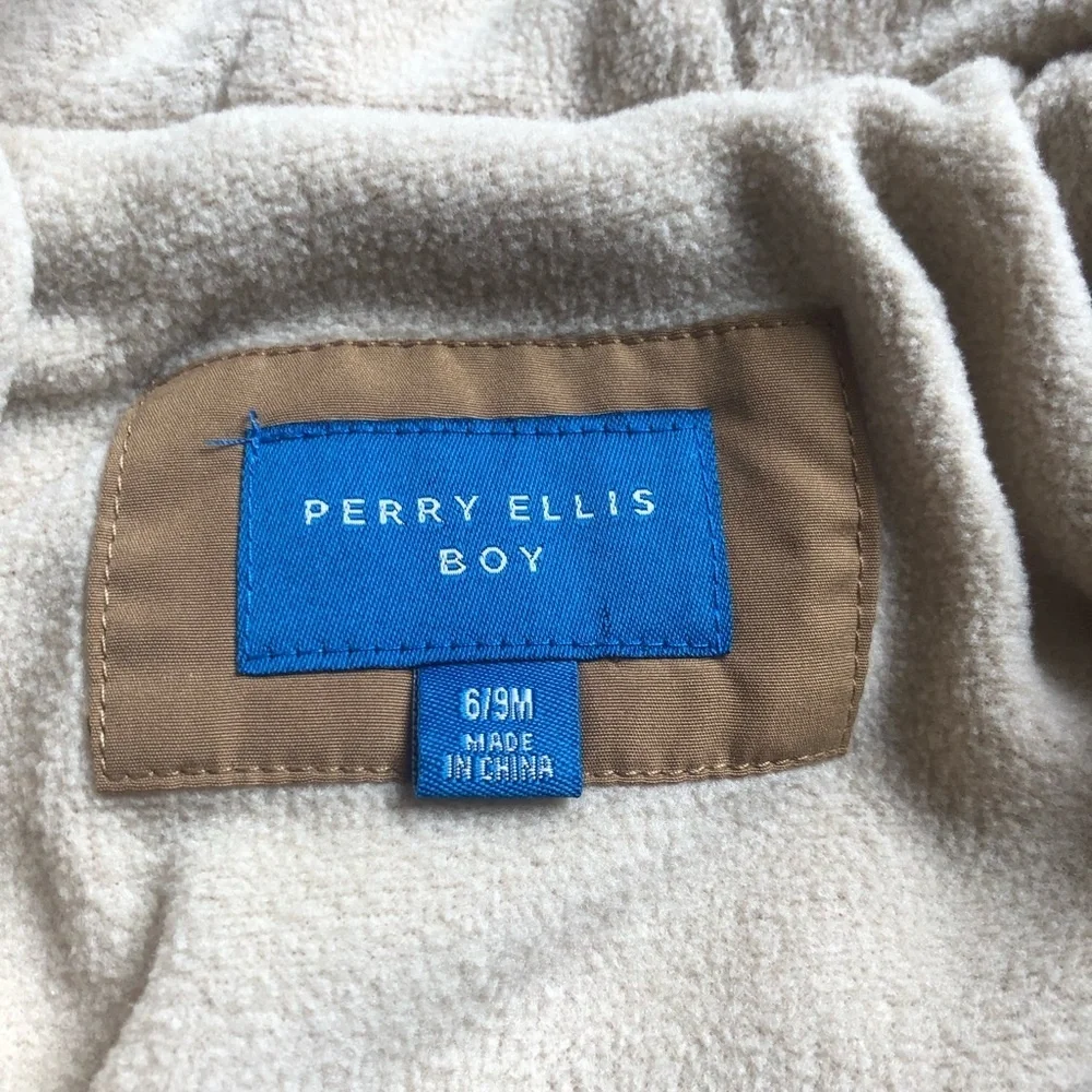 PERRY ELLIS Boy Brown‎ Tan Fleece Lined Quilted One Piece Baby Bunting Snowsuit - Picture 3 of 11